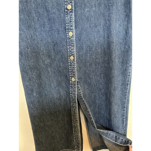 Ralph Lauren Vintage Denim Cotton Button Midi Dress Size Medium Western Chic - Picture 9 of 10